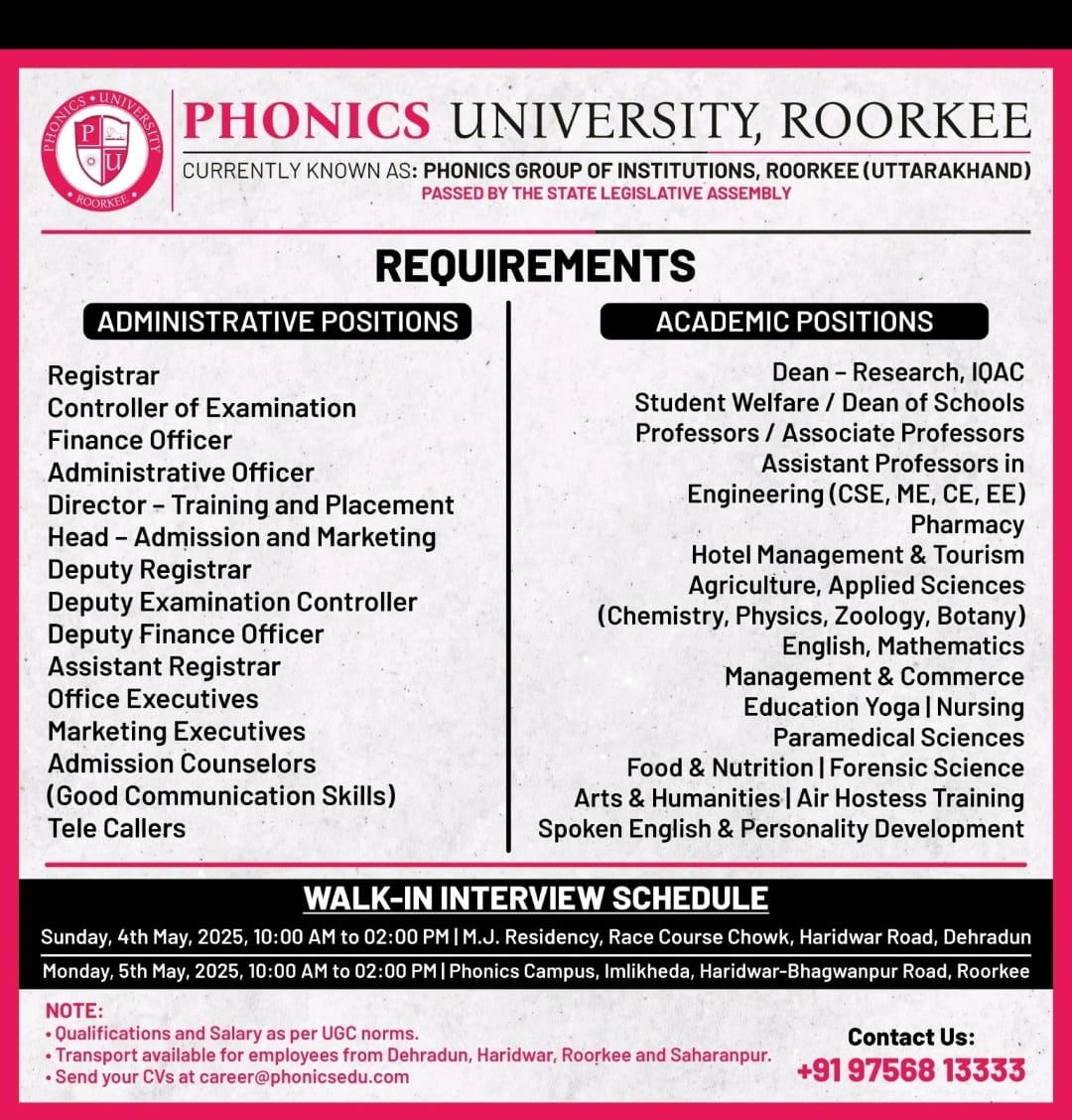Phonics University Teaching Non Teaching Recruitment 2025